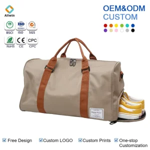 Large Capacity Men’s Duffle Bag for Gym Fitness Travel Polyester Material with Zipper Closure and Letter Pattern