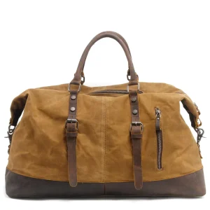 Large Capacity Men’s Handheld Travel Bag European American Style Waterproof Oil Wax Canvas Crossbody Luggage Outdoors
