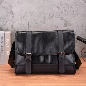 Large Capacity Men’s Korean Style PU Crossbody Backpack Single Shoulder Travel and Commuting Bag