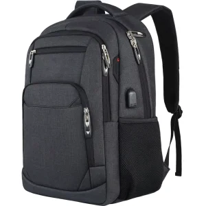 Large Capacity Men’s Laptop Backpack Custom Logo Waterproof Polyester Business Travel Padded 15.6 Inch Computer Compartment