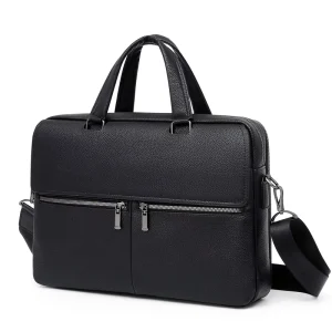 Large Capacity Men’s Luxury Executive Premium PU Leather Soft Briefcase Durable Shoulder Messenger Bag Fit 15 Inch Laptop