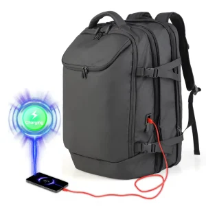 Large Capacity Men’s Multi-Functional Oxford Expandable Vacuum Backpack Compression Travel Bag Zipper Geometric Fashion Tote