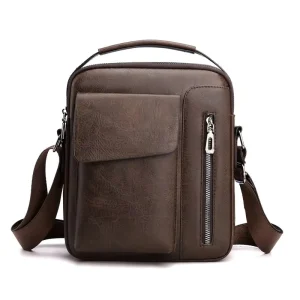 Large Capacity Men’s Shoulder Crossbody Sling Bag Leather Messenger Bag