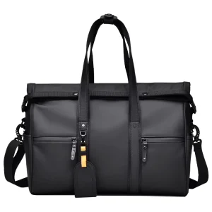 Large Capacity Men’s Sports Fitness Tote Bag PU Handbag with Advanced Sense Casual Travel Dry Wet Separate Design