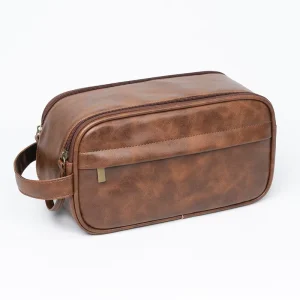 Large Capacity Men’s Toiletry Bag Business Minimalist Makeup Bag PU Leather Travel Multifunctional Storage Bag