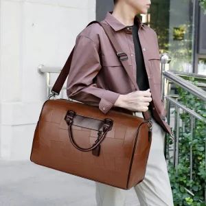 Large Capacity Men’s Travel Fitness Bag with Patchwork Pattern Handbag Customizable LOGO Shoulder Bag