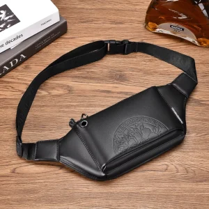 Large Capacity Men’s Waist Bag for Casual Sports Crossbody PU Leather Backpack with Trendy Chest Bag Design Fashion Fanny Pack