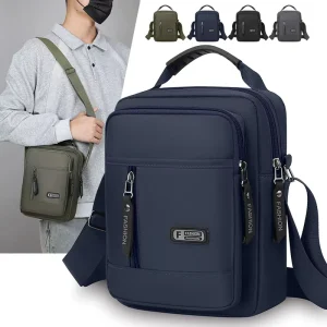 Large Capacity Multi-layer Men’s Nylon Shoulder Bag Water-resistant Wear-resistant Casual Handbag Simple Trendy Versatile