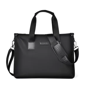 Large Capacity Nylon Soft Waterproof Laptop Briefcase with Canvas Lining and No Closure for Men’s Business Travel