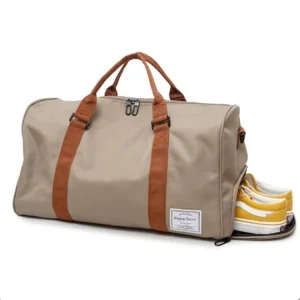 Large Capacity Nylon Sport Gym Bag Women Men Waterproof Duffel Travel Bag With Shoe Compartment