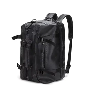 Large Capacity PU Leather Men’s Backpack Portable Crossbody Computer Bag for Casual Sports and Travel