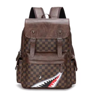 Large-Capacity PU Men’s Travel Backpack Multi-Functional Business Laptop Backpack Waterproof Leisure Backpack