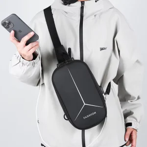 Large Capacity Password Lock Motorcycle Bag Waterproof Chest Bag USB Hard Shell Shoulder Bag For Men