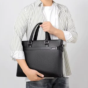 Large Capacity Soft PU Leather Waterproof Laptop Bag 14 Inch Office Work Business Travel Men’s Handbag Shoulder Bag