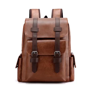 Large Capacity Soft PU Men’s and Women’s Backpack Leisure Fashionable Male College School Bag Computer Travel Backpack