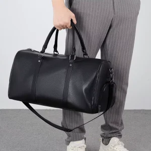 Large Capacity Waterproof Gym Duffel Bag with Wet and Dry Compartments Luxury Leather Sport Duffle Bag