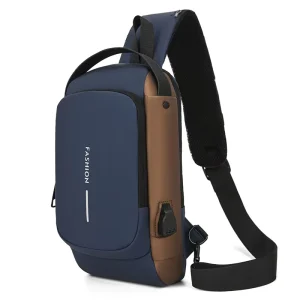 Large Capacity Waterproof Oxford Anti Theft Lock Outdoor Sport Multifunction Men Crossbody Sling Chest Bag with USB