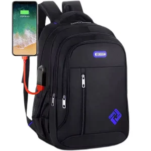 Large Capacity Waterproof Oxford Student Backpack with USB Custom LOGO Zipper Closure for School Travel Business Laptop Use