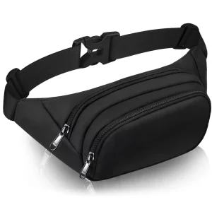 Large Pack for Women Men Waist Bag with 3 Zipper Pockets for Sport Traveling Workout Casual Hands Free Crossbody Bag