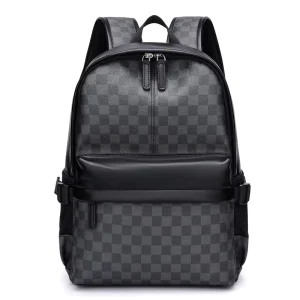 Large capacity New style Casual Men’s Laptop Bag Checkered print Business Backpack Waterproof PU Travel Duffel Bags for Men
