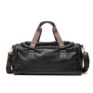 Large-capacity Travel Bag Men’s One-shoulder Cross-body Bag and PU Leather Fitness Handbag