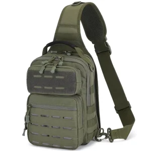 Laser Cut Waterproof Nylon Molle Tactical Sling Bag Men’s Shoulder Crossbody Chest Pack