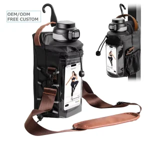 Latest Design Black Zipper Closure Polyester Fitness Phone Pouch Bag Men’s Portable Lightweight Water Resistant Gym Bag