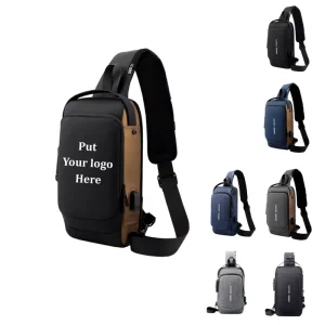Leapfrog Men’s Oxford Fashion Waterproof Chest Shoulder Motorcycle Sling Bag Lock Custom Logo USB Anti Theft Crossbody Bag