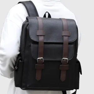 Leather Backpack Men Custom Logo Large Capacity Travel Bag for Male PU Laptop Backpack