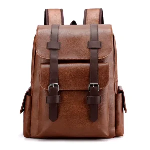 Leather Backpack Men Custom Logo Large Capacity Travel Bag for Male PU Laptop Backpack Luxury Men