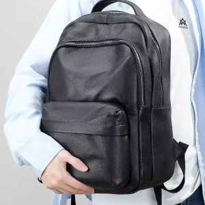Leather Backpack for Men Genuine Office Computer Laptop Backpack Travel Backpack for Unisex Leather Bags