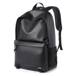 Leather Bags For Men School Bag PU Leather Rucksack Business 15.6 Inch Laptop Backpack Travelling
