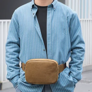 Leather Crossbody Shoulder Bag Men’s Waist Bag Leather Chest Sling Bags Men Genuine Leather Fanny Pack