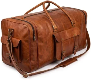 Leather Duffle Bag Men Handmade Travel Carry Weekender Overnight Gym Sports Cabin Holdall Zipper Separate Shoe Compartment