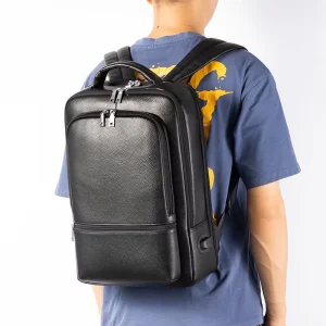 Leather Laptop Backpacks Travel Backpack for Men Business Commuting Usb Bag
