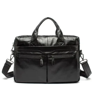 Leather Laptop Business Briefcase Totes Document Office Bags for Men Computer Bag Male Messenger Bag