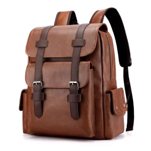 Leather Laptop School Bags Fashion Waterproof Travel Backpack for Men Women PU College Laptop Backpack