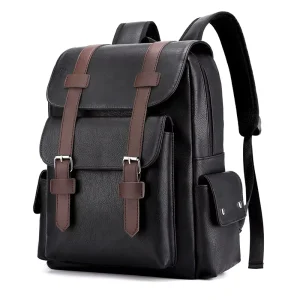 Leather Laptop School Bags Fashion Waterproof Travel Backpack for Men Women PU College Student Backpack