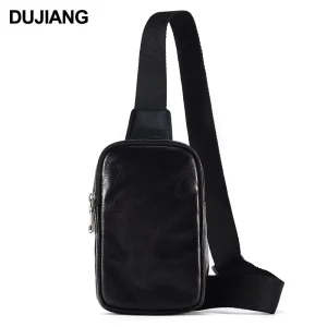 Leather Men’s Crossbody Chest Bag Sports Trendy Fashionable Shoulder Bag Vegetable Tanned Leather Retro Chest Bag