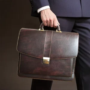 Leather Office Bags Business Briefcase Lock Enabled With Shoulder Strap Laptop Bag Briefcase For Lawyer
