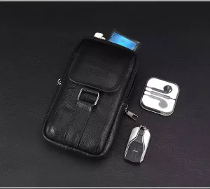 Leather Phone Bag Men’s Multifunctional Belt Waist Bag Fashionable Diagonal Cross Bag Waterproof and Dustproof Small