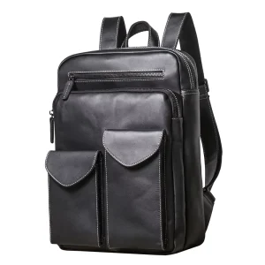 Leather Rucksack Men Backpack Business Travel Stylish Durable School Laptop Notebook Large Capacity Custom