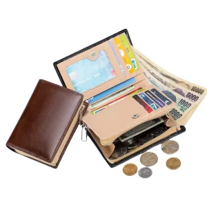 Leather Short Men’s Wallet Business Retro Multi-function Large Capacity Zero Wallet Card Bag Carteira Masculina
