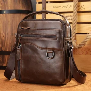 Leather Shoulder Satchel Crossbody Bag Top Handle Men’s Leather Side Bag Genuine Leather Messenger Bag