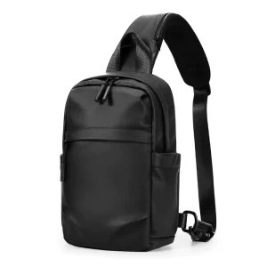 Leather Sling Bag Small 11 Inch Casual Daypack Crossbody Chest Bag Shoulder Travel Fanny Pack Waterproof Lightweight