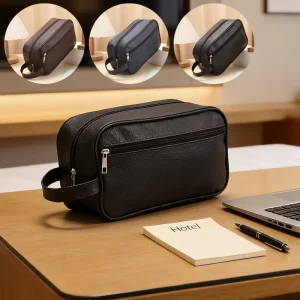 Leather Toiletry Bag for Men Travel Makeup Cosmetic Luxury Hotel Welcome Kit Compact Gym Toiletry Bag BV01