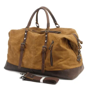 Leather Travel Duffel Bag for Men Gym Sports Weekender Luggage Carry on Leather Bag