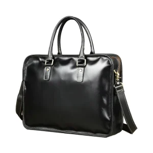 Light Luxury Cowhide Men’s Business Computer Briefcase Hard Bag Waterproof Wear Resistant Commuter Genuine Leather