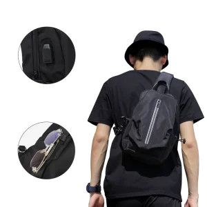 Lightweight Men’s Crossbody Backpack for Hiking Travel Cycling One Strap Motorcycle Sling Bag for Sports Outdoor Activities