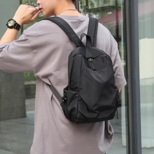 Lightweight Men’s Mini Backpack Simple Casual Travel Bag with Zipper Closure Durable Breathable Portable for School or Travel